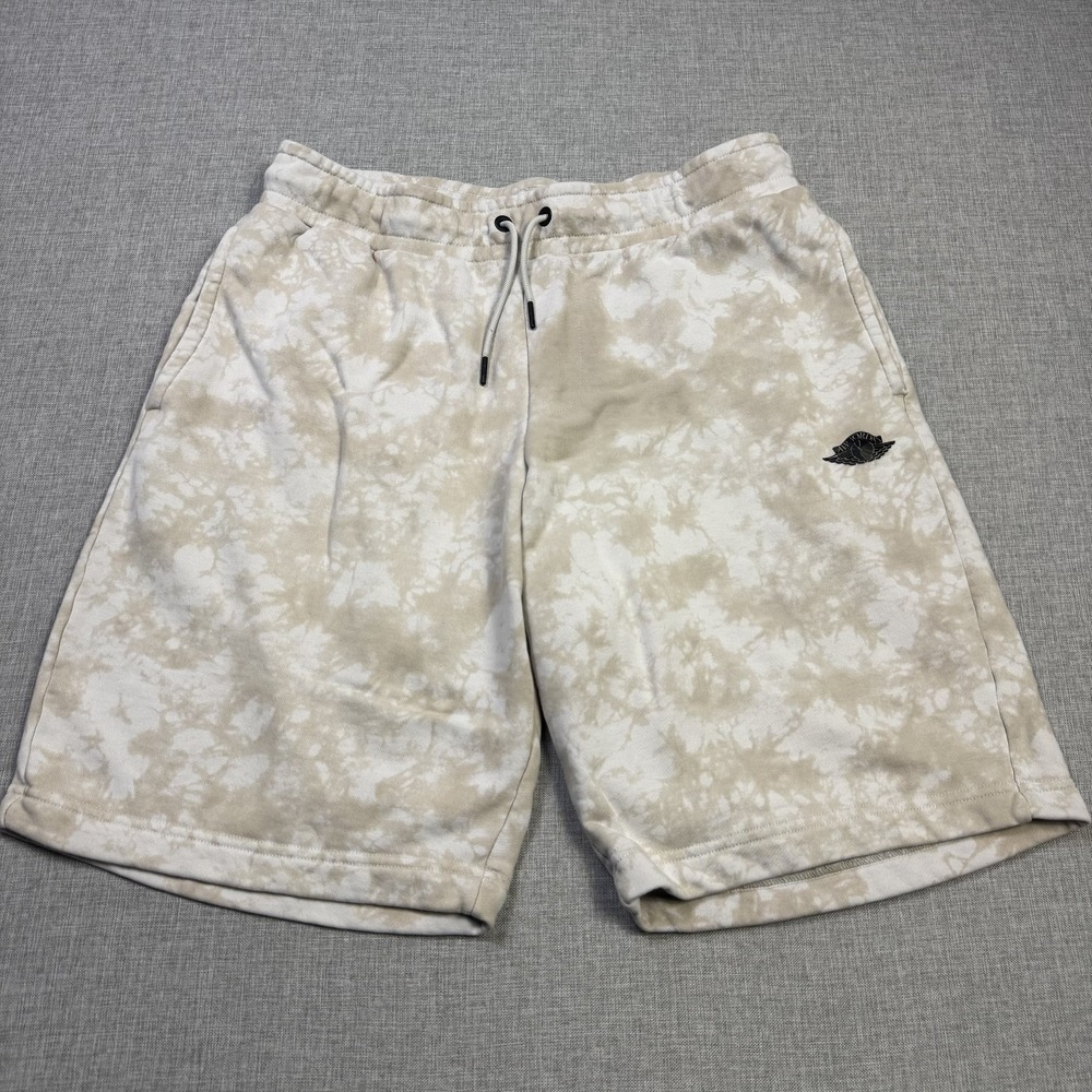 Nike Air Jordan Fade Away Sweat Shorts Mens XL Beige Tie Dye Drawstring Pockets